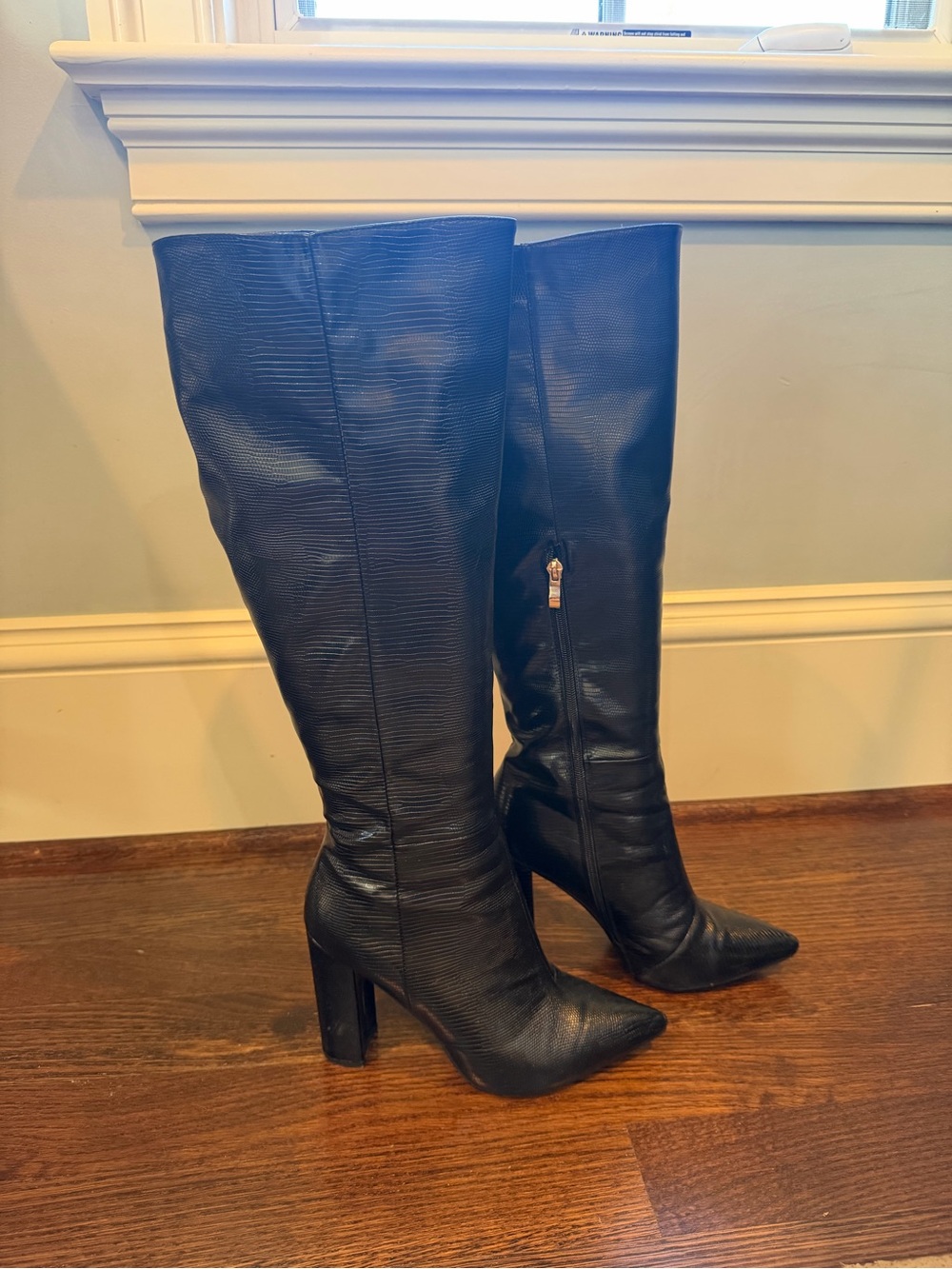 Billini Black Over-the-Knee Pointed Toe Block Heel Boots